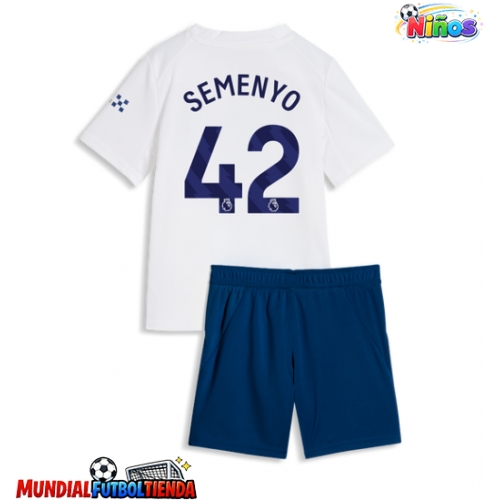 Camiseta Manchester City Antoine Semenyo #42 Tercera Equipación Replica 2026-27 para niños mangas cortas (+ Pantalones cortos)